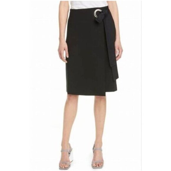 NWT Tibi Grommet Faux Wrap Skirt Black Size 6 Pockets - Picture 1 of 6